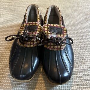 Sperry Plaid and Black Winter Rain Boots